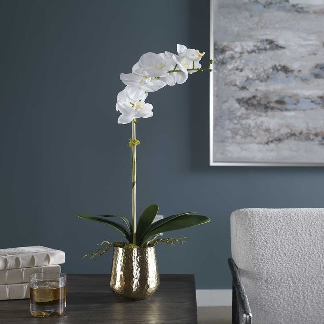Uttermost® White Cami Orchid with Brass Pot-1