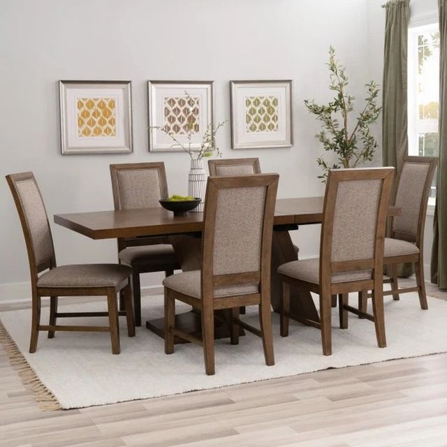 Powell® Cadeau Beige/Walnut 7-Piece White Dining Set-1