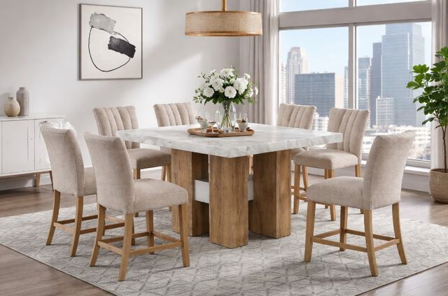 Global Furniture USA D04 7-Piece Beige/Natural Silver Occasional Table Set-1