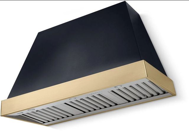AGA Euclid 48" Gloss Black Wall Mounted Range Hood with Polished Brass Trim-0