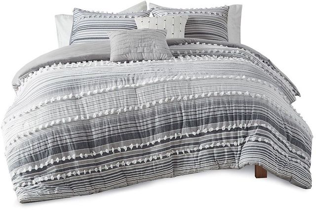 Olliix by Urban Habitat Grey Twin/Twin XL Calum Cotton Jacquard Duvet Cover Set-0