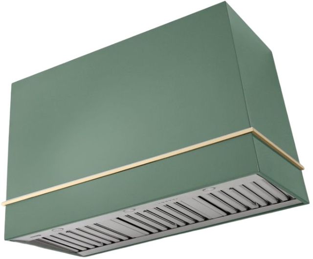 AGA Loge 48" Mineral Green Wall Mounted Range Hood  with Polished Brass Trim-0