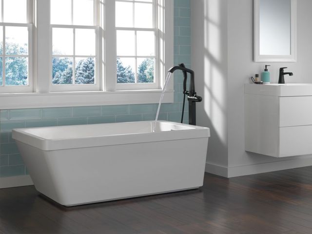 Delta Ashlyn® Matte Black Single Handle Bathroom Faucet with Drain-1