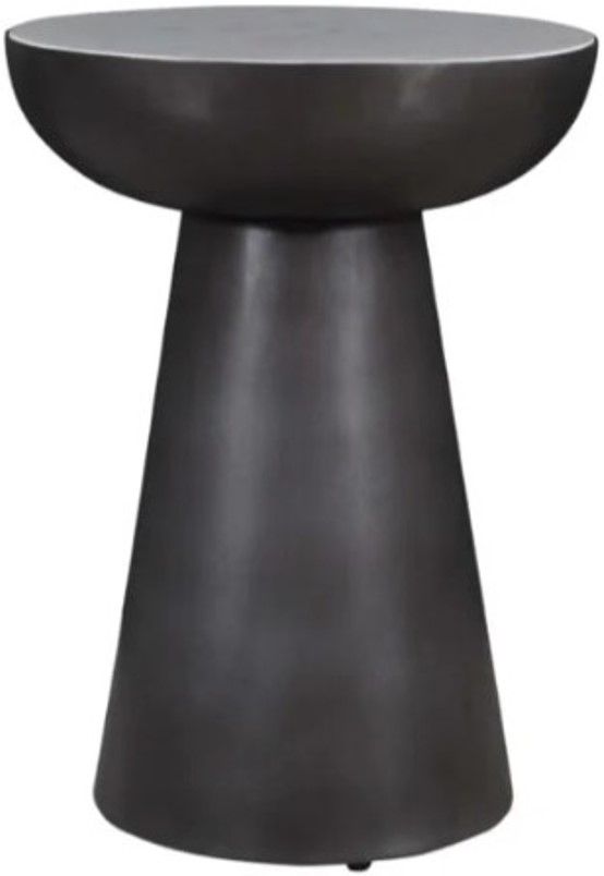 Jofran Inc. Circularity Black Round Chairside Table with White Marble Top-0