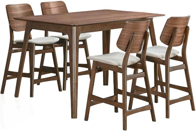 New Classic® Home Furnishings Oscar 5-Piece Walnut Counter Dining Set-0
