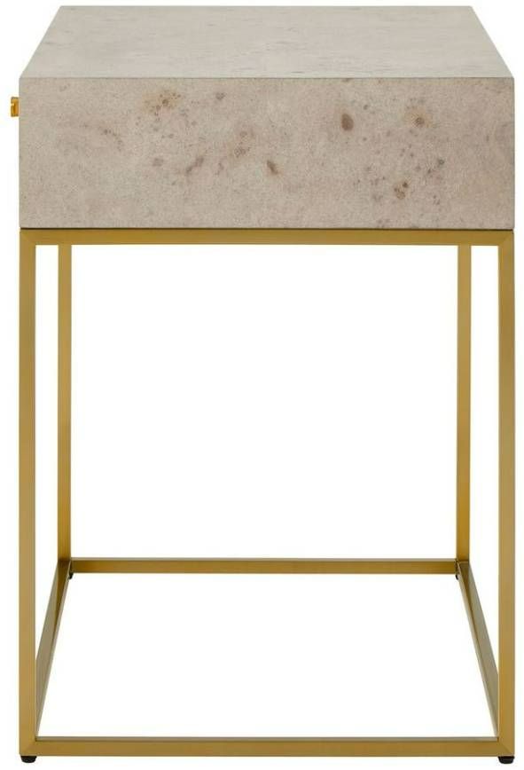 Uttermost® Pembrook Light Washed Side Table with Brushed Brass Base-4