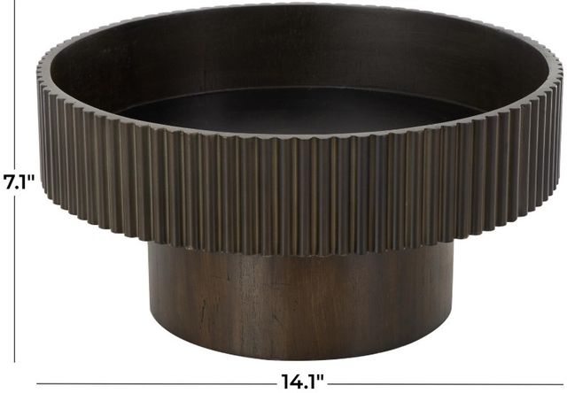 Deco Marche Dark Brown Ribbed Decorative Bowl with Elevated Base-2
