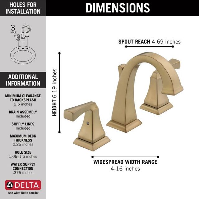 Delta Dryden® Champagne Bronze 2-Handle Widespread Bathroom Faucet-1