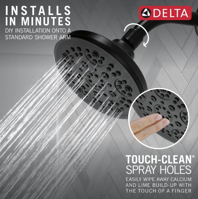 Delta Universal Showering Matte Black 6" 5-Setting Shower Head-3