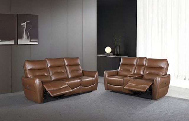 Furniture of America® Terentius Caramel Brown Power Reclining Sofa-1