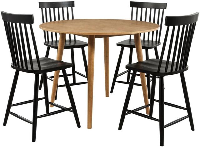Coaster® Andrews 5-Piece Black/Light Ash Round Counter Dining Set-0