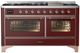 Ilve® Majestic III 60" Burgundy Pro Style Dual Fuel Liquid Propane Range with Triple Glass Door and Copper Trim-0