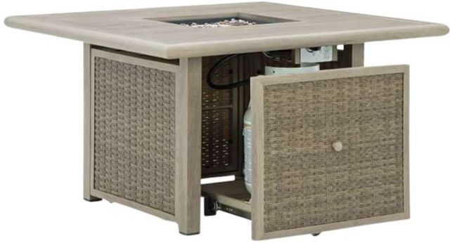 Signature Design by Ashley® Carisbo Beige Aluminum/Resin Square Outdoor Fire Pit Table-4