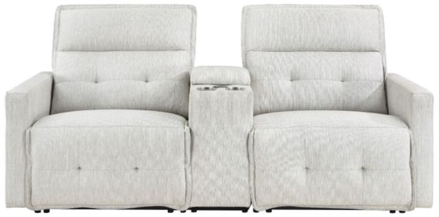 Homelegance® Salida White Double Power Reclining Loveseat with Center Console and Power Headrests-2