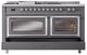 Ilve® Nostalgie II Noblesse 60'' Graphite Matte Pro Style Dual Fuel Range with Chrome Trim-3