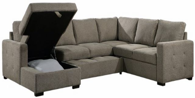 Homelegance® Elton 3-Piece Brown U-Shape Left-Arm Facing Pull-out Sleeper Sectional and Chaise
