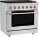 Hauslane HausPro 36" Stainless Steel Pro-Style Dual Fuel Range with Rose Gold Knobs-3