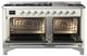 Ilve® Majestic III 60" Antique White Pro Style Dual Fuel Liquid Propane Range with Triple Glass Door and Chrome Trim-1