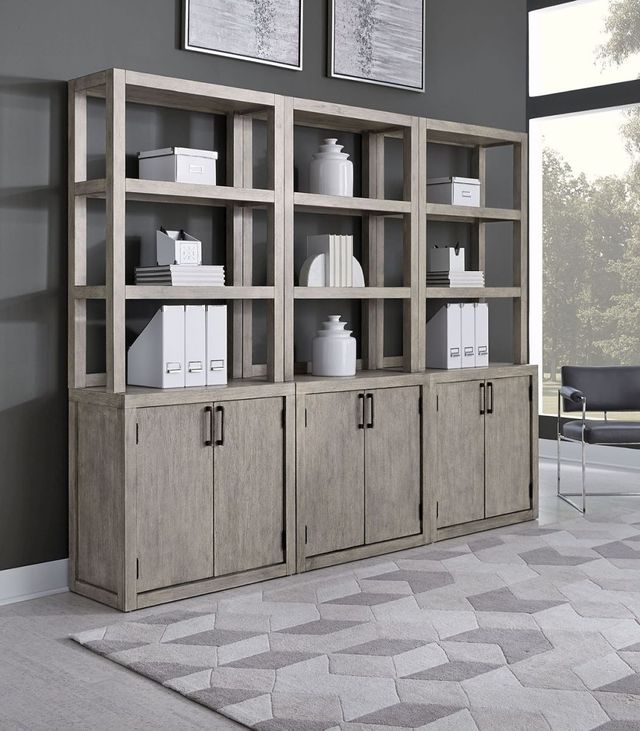 aspenhome® Platinum Gray Linen Door Bookcase-3