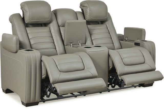 Signature Design by Ashley® Backtrack Gray Power Reclining Console Loveseat-2