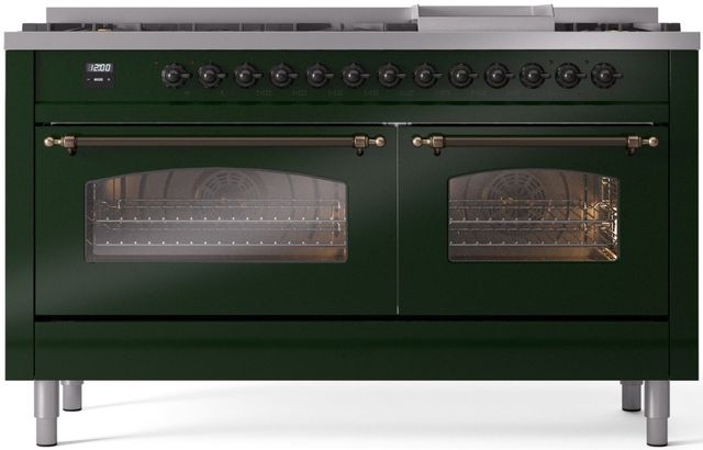 Ilve® Nostalgie II Series 60" Emerald Green Pro Style Dual Fuel Range-0