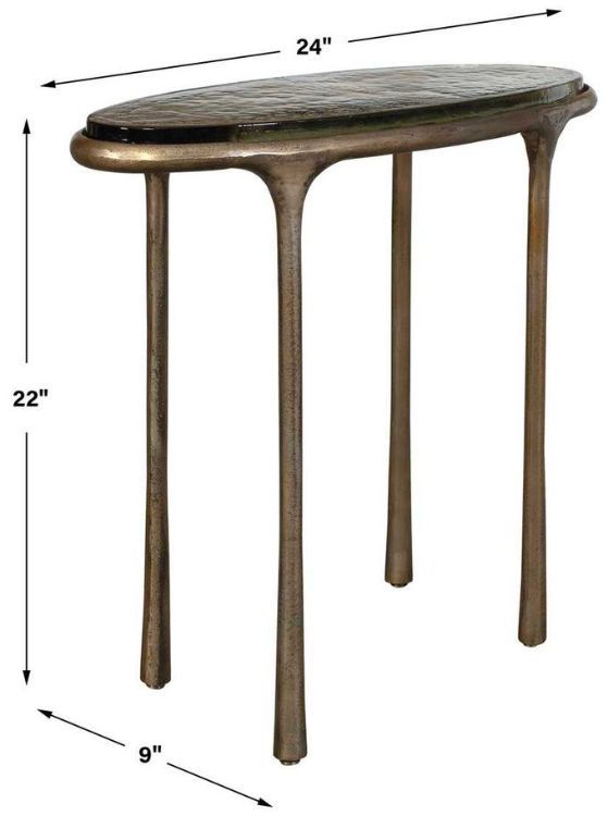 Uttermost® Ata Glass Top Oval Accent Table with Antique Brass Base-2