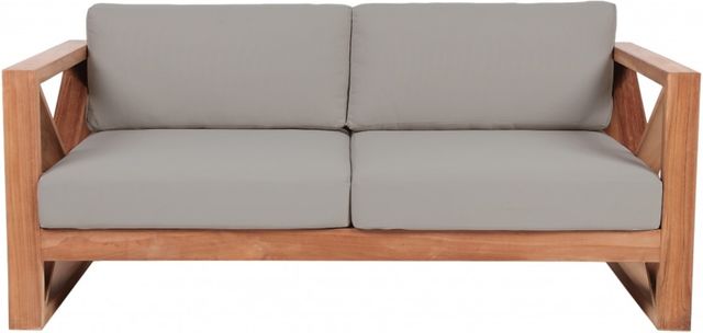 Meridian Furniture Anguill Gray Fabric/Teak Outdoor Loveseat-1