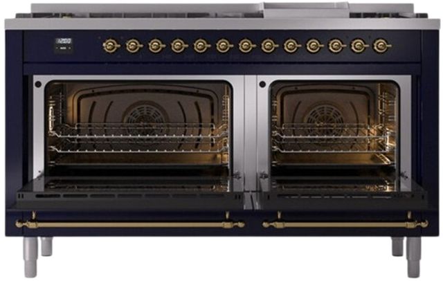 Ilve® Nostalgie II Series 60" Midnight Blue Pro Style Dual Fuel Range-1