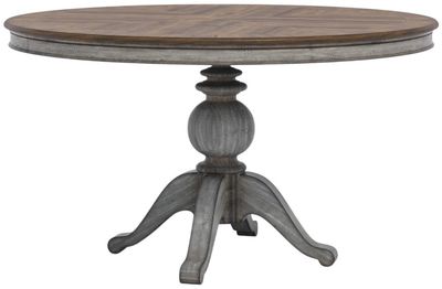 Flexsteel® Plymouth Medium Brown Top Round Pedestal Dining Table with Distressed Graywash Base Flexsteel® Plymouth Medium Brown Top Round Pedestal Dining Table with Distressed Graywash Base
