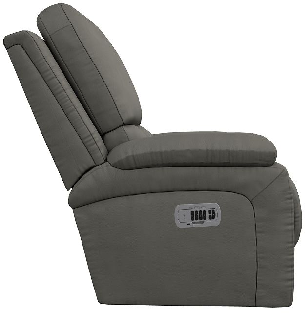 La-Z-Boy® Greyson Blue Gray Leather Power Wall Recliner with Headrest and Lumbar-2