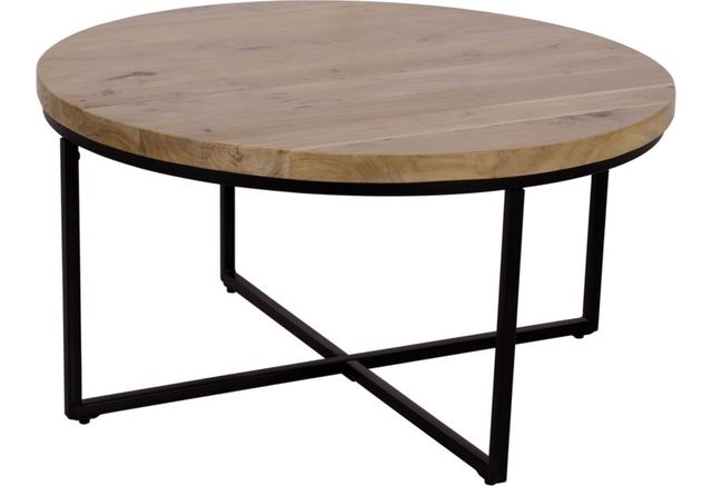 Jofran Inc. Ames Natural Round Coffee Table with Black Base-3