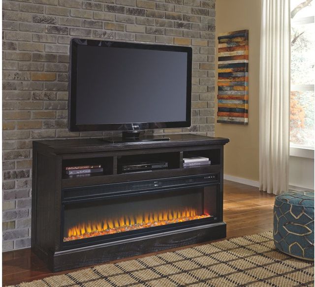 Signature Design by Ashley® Entertainment Accessories Black Wide Fireplace Insert-4
