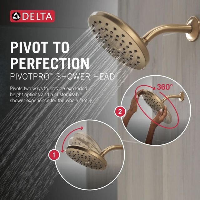 Delta Universal Showering PivotPro™ Champagne Bronze 1.75 GPM Raincan Shower Head-4