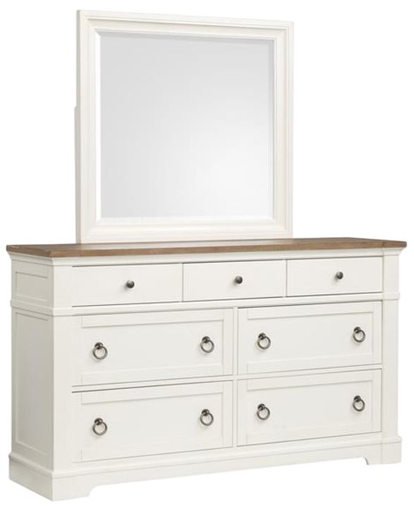 Magnussen Home® Kingston Cerused Nutmeg/Whisper White Drawer Dresser with Landscape Mirror-0
