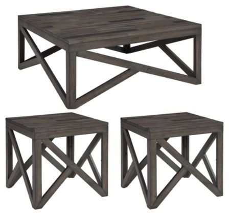 Signature Design by Ashley® Haroflyn 3-Piece Gray Living Room Table Set-0