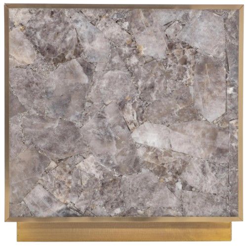 Bernhardt Tildon Bernhardt Interiors Smoky Quartz Side Table with Aged Brass Base-4