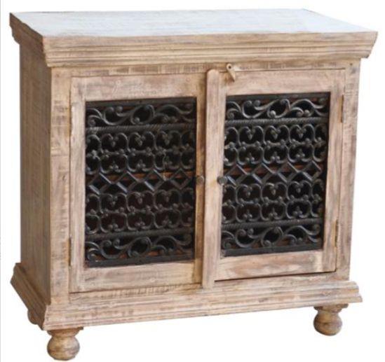 Jaipur Furniture Guru White Wash Jali Cabinet-0