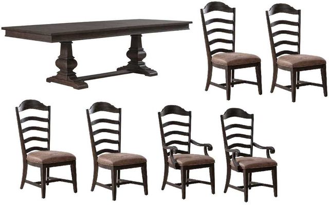 Liberty Furniture Paradise Valley 7-Piece Saddle Brown/Tobacco Alternate Trestle Dining Table Set-0