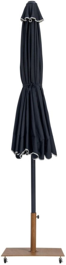 Meridian Furniture Amalfi Black/Black/Teak Aluminum Outdoor Patio Umbrella and Base-1