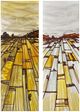Crestview Collection 2-Piece Geometric Brown/Dark Yellow/Light Blue/Yellow Wall Art Set-0