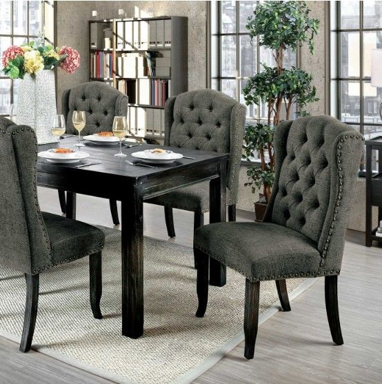 Furniture of America® Sania 7-Piece Antique Black/Beige Dining Table Set-0
