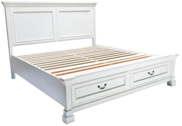Emerald Home Stoney Creek Antique White King Panel Storage Bed-0