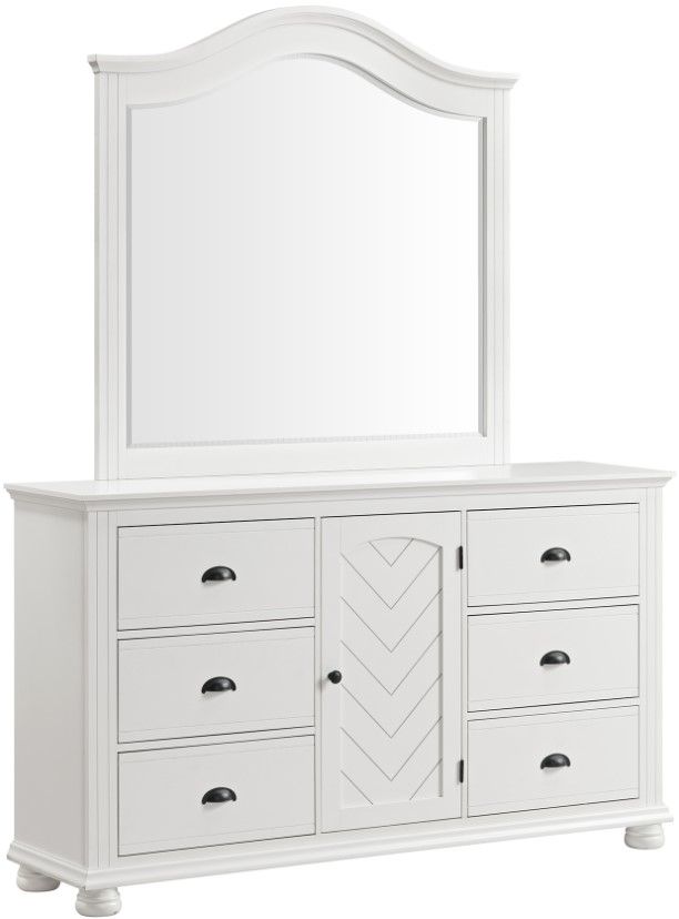 Elements International Kona 2-Piece White Dresser and Mirror Set  -0