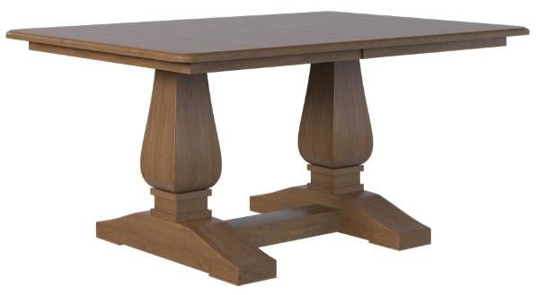 Country View Woodworking Customizable Irvine Elm Top 42" Dining Table with 4-Leaves and Brown Maple Base-0