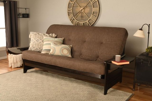 Kodiak Furniture Phoenix Linen Cocoa/Espresso Queen Futon with Mattress-1