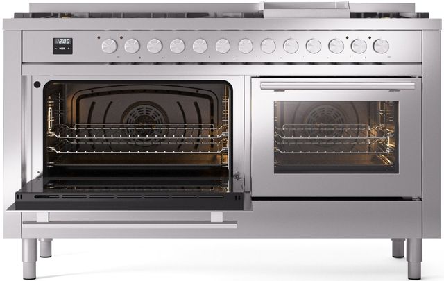 Ilve® Professional Plus II 60" Stainless Steel Pro Style Dual Fuel Range-2