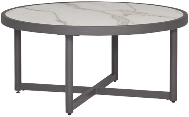 Signature Design by Ashley® North Island Beige Outdoor Cocktail Table with Gray Base-0