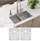 Elkay Crosstown® Polished Satin 33" 4-Hole Equal Double Bowl Dual Mount Sink Kit-4
