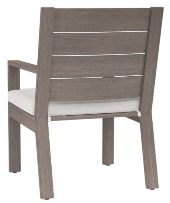 Sunset West Laguna Driftwood Aluminum Outdoor Dining Arm Chair with Canvas Flax Cushion-2