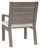 Sunset West Laguna Driftwood Aluminum Outdoor Dining Arm Chair with Canvas Flax Cushion-2